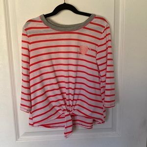 SO girls 7/8 red and white stripe shirt 3/4 sleeves